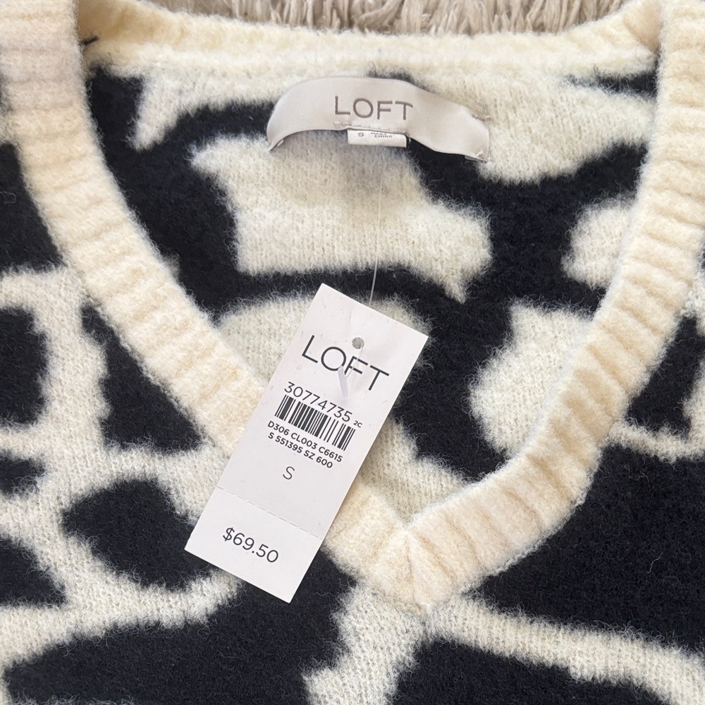 NWT Loft size small cow print sweater - Picture 2 of 6